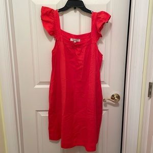 Flutter sleeve linen dress